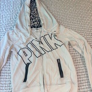 PINK Victoria's Secret White Zip-Up Hoodie
